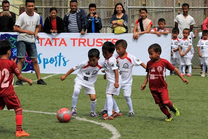 Infants in action in the AIFF organised Meghalaya Baby League 2018 along with Tata Trusts and Meghalaya Football Association