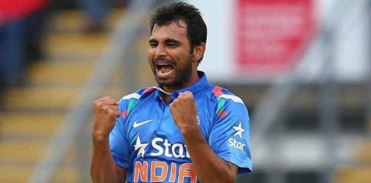 Shami celebrating a wi