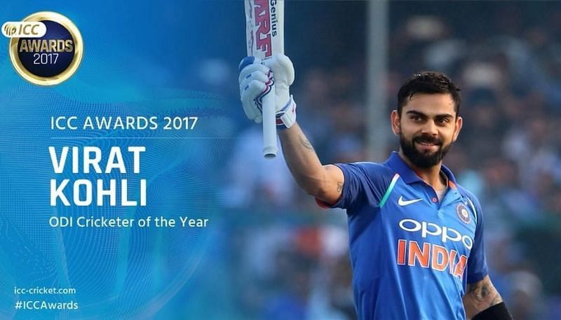 Kohli won the ICC ODI Cricketer of the year 2017 (Image Courtesy icc-cricket.com) 