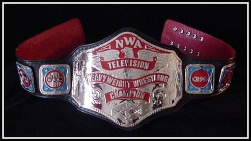 The original NWA World Television Championship, rendered in silver to rather than gold.