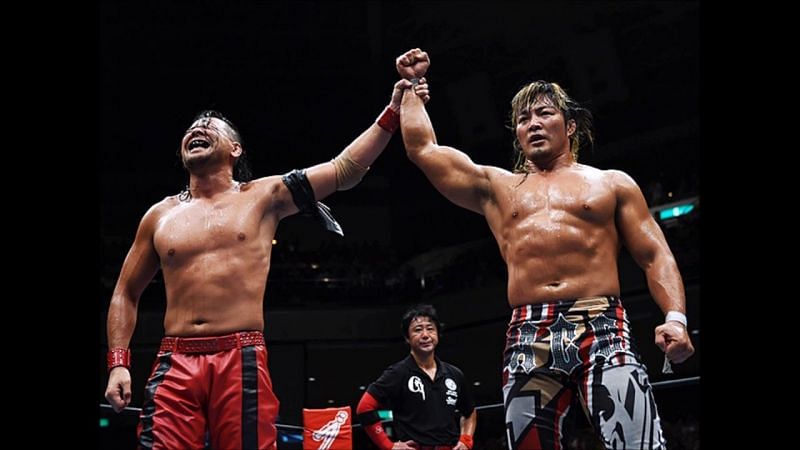 Shinsuke Nakamura (left) with Hiroshi Tanahashi (right) in Japan 