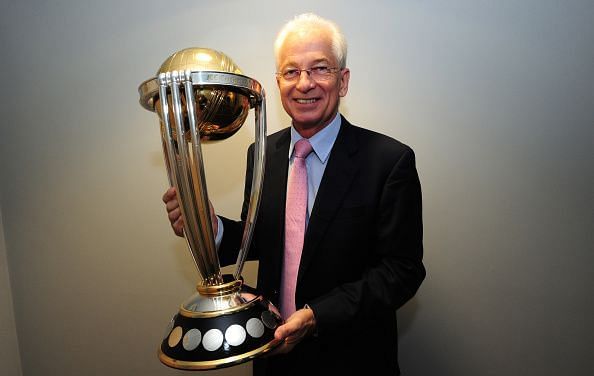 The ICC Cricket World Cup Trophy at the England v India - Royal London One-Day Series 2014