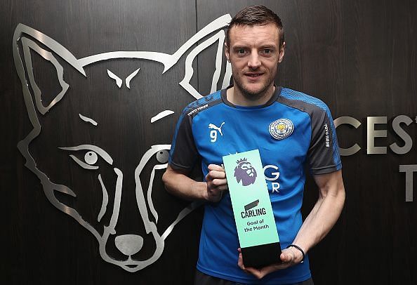 Jamie Vardy wins the Carling Premier League Goal of the Month Award for March 2018