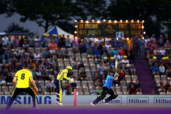 Luke Wright of Sussex in action against Hampshire