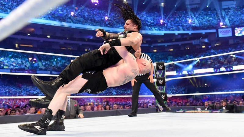 Brock Lesnar hit Roman Reigns with a German Suplex