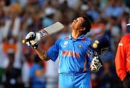 India's batsman Sachin Tendulkar raises