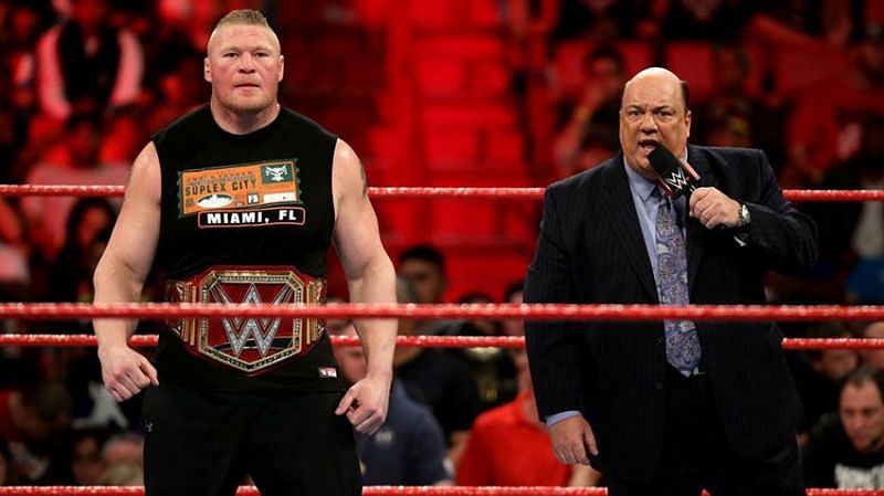 Brock Lesnar with Paul Heyman (right) 
