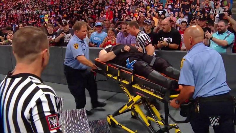 Kevin Owens taken to a medical facility after being thrown off the steel cage by Strowman