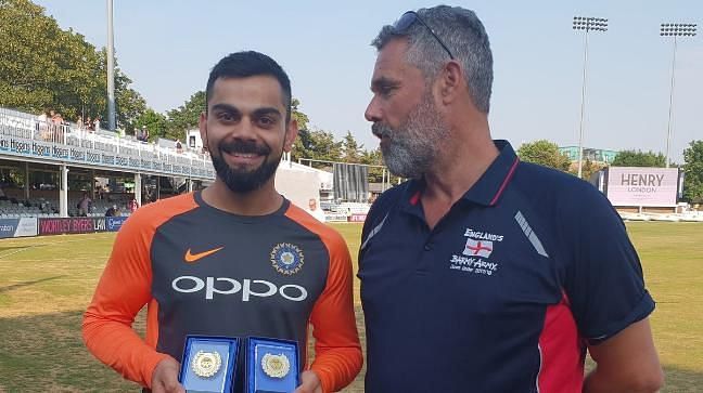 Virat Kohli was honoured by England&#039;s Barmy Army for his stupendous performance in 2017 and 2018. (@BCCI Photo)