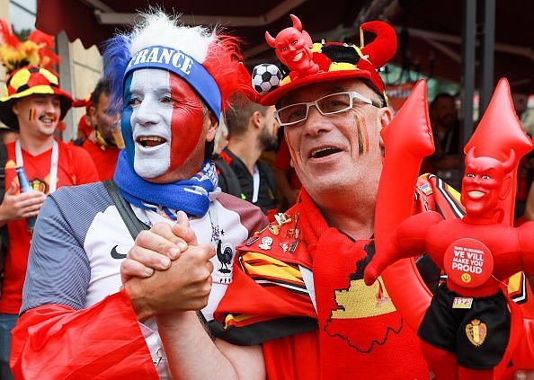 2018 FIFA World Cup: fans ahead of semifinal match France vs Belgium