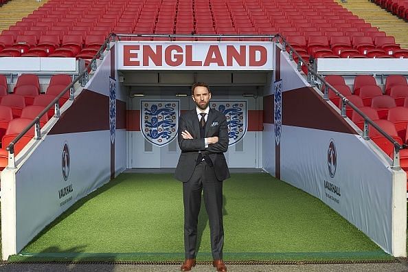 The unveiling of Southgate as England manager in 2016