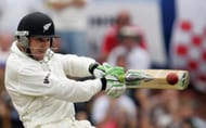 New Zealand's Brendon McCulum plays a sh