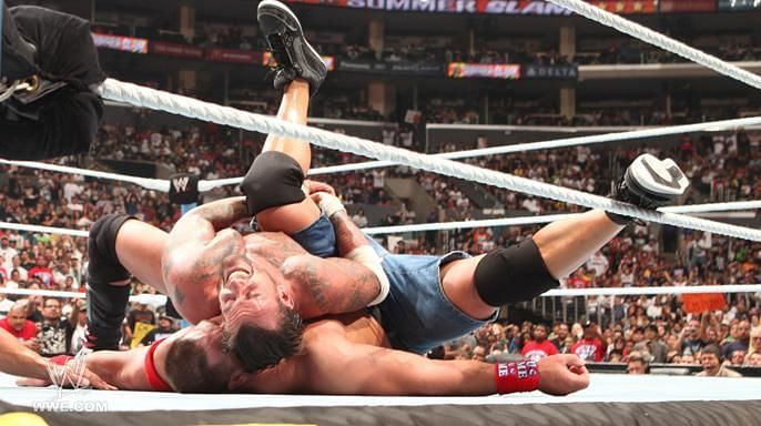 Punk won the match as Triple H missed to notice Cena&#039;s foot on the rope.