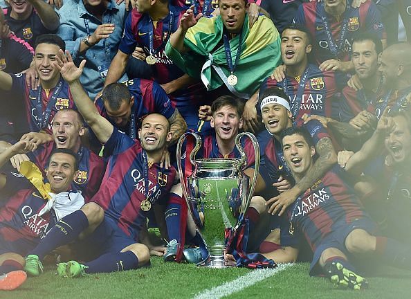 Fussball Champions League Finale 2015: JUBEL FC Barcelona mit CHL Pokal