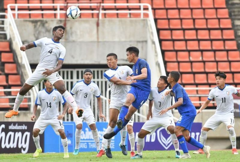 The India U16 boys in action against Thailand U16s in their previous encounter