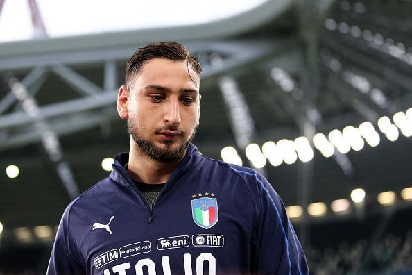 Gianluigi Donnarumma of Italy  looks on before   the...