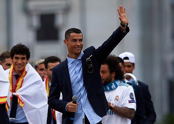 Real Madrid Celebrate After Victory In The Champions League Final Against Liverpool