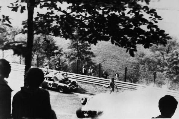 Sport Motor Racing. Formula One. pic: 1st August 1976. The German Grand Prix at the Nuerburgring. Austria&#039;s Niki Lauda suffered serious burns in this crash when his Ferrari caught fire. Niki Lauda was a three times Formula One World Champion