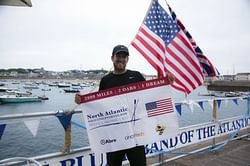 US teacher rows solo across Atlantic in record time
