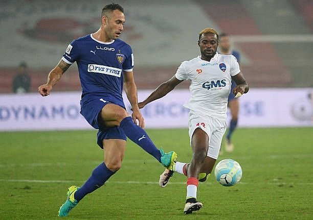 Eli Sabia (L) in action for Chennaiyin in 2016