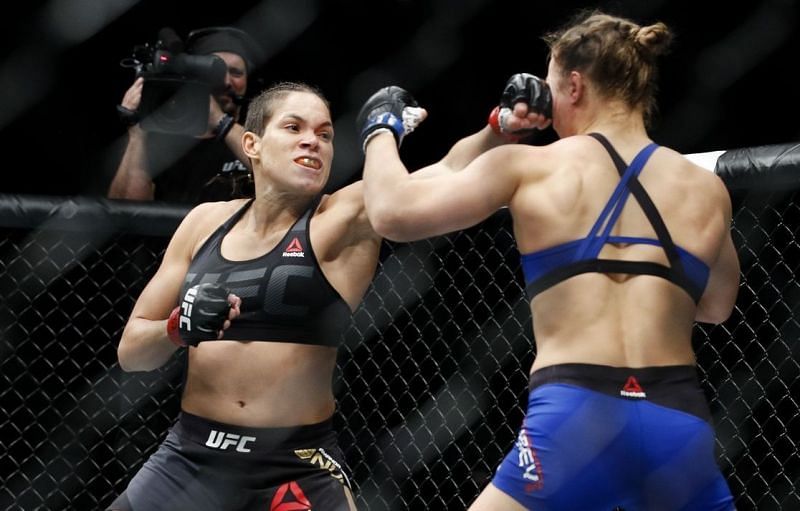 Amanda Nunes (left) is regarded as one of the greatest WMMA fighters of all time