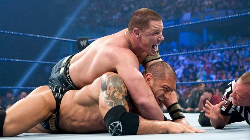 John Cena locked in the STF on Batista