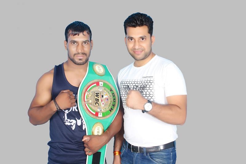 Indian Boxer Rajesh Kasana (Luka) with Jai Singh Shekhawat