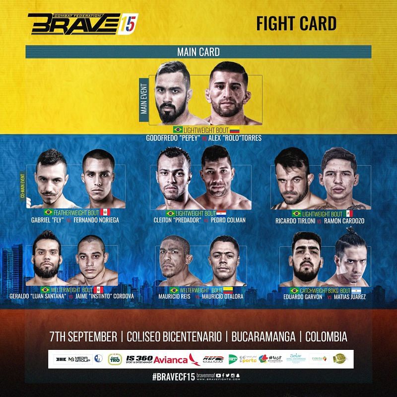 Fight card: Brave 15, Colombia