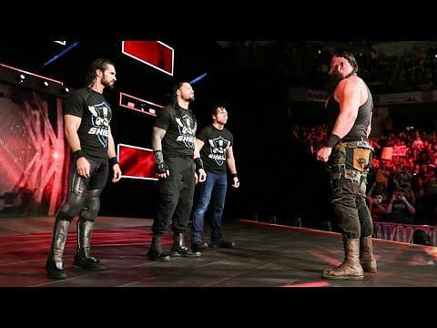 Braun Strowman face-to-face with The Shield 