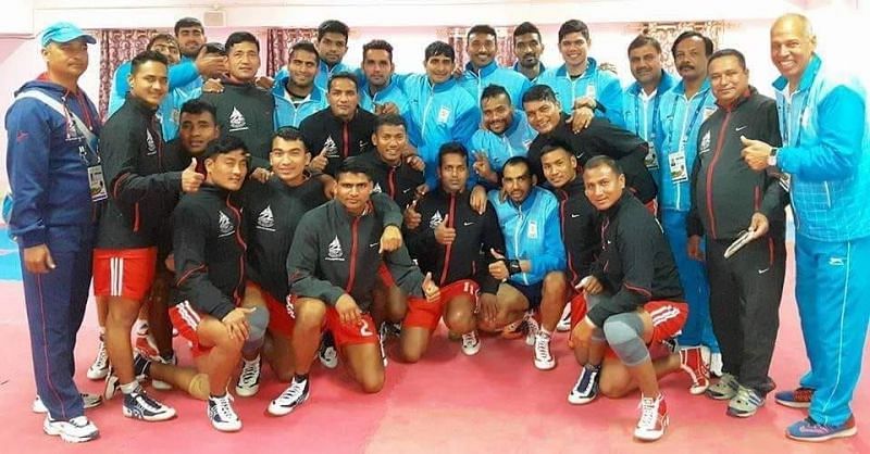 Nepali Kabaddi Team with the Indian Kabaddi Team during the previous edition of South Asian Games.