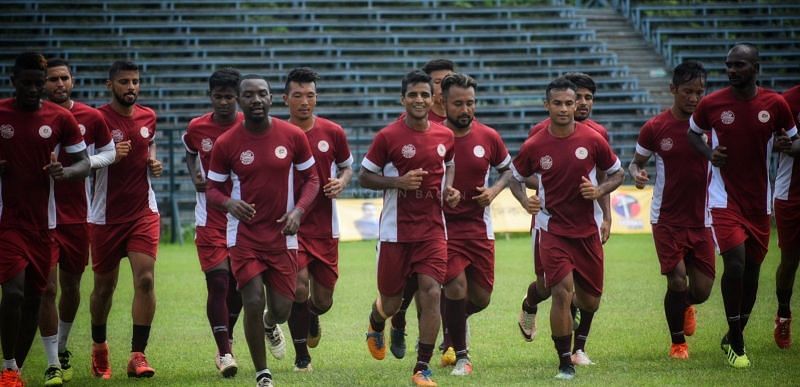 The Green and Maroons during their practice season (Source: Mohun Bagan&#039;s Twitter handle)