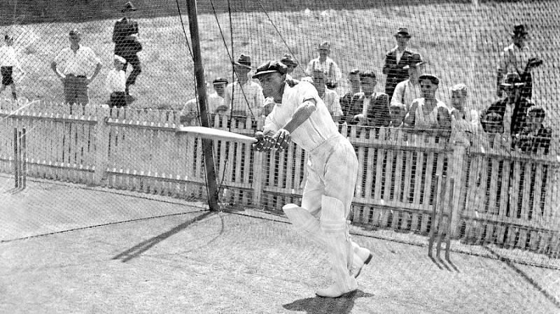 Don Bradman bats in the nets, Sydney, November 19, 1936