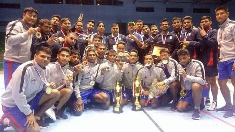 Nepali Kabaddi Team with the Indian team during the tournament held in 2017 in Kathmandu.