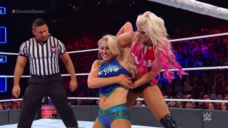 Charlotte Flair and Alexa Bliss met in a champion vs champion match at Survivor Series 