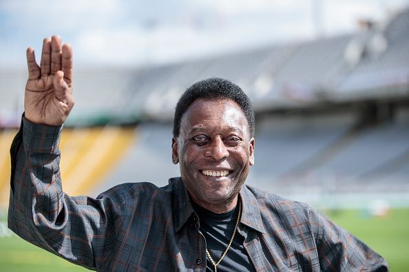 Soccer Legend Pele Visits Olympic Stadium In Barcelona