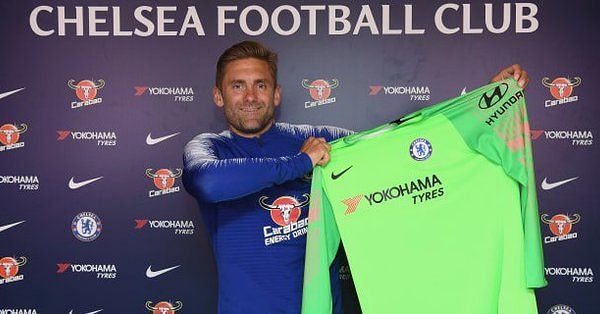 Robert Green being unveiled as a new signing for Chelsea on 26 July 2018