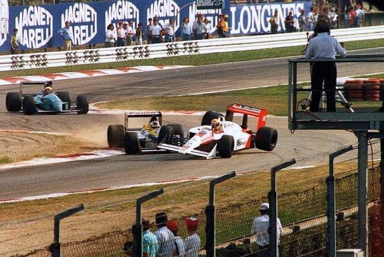 The turning point of the 1988 Italian Grand Prix, when Ayrton Senna collided with