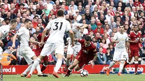 Liverpool v Manchester United - Philippe Coutinho is fouled in the box