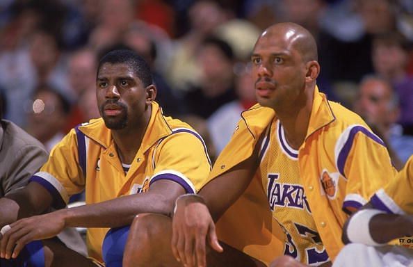 Magic Johnson and Kareem Abdul-Jabbar