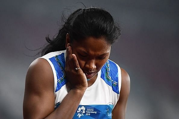 Barman injured her face while competing in Women&#039;s Heptathlon