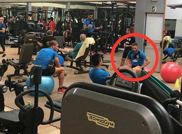 Angel Rangel seen hitting the gym with the Bengaluru FC players in Spain.