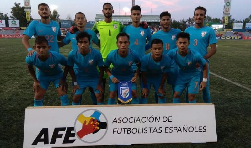 Indian U20 football team taking part in the Cotif Cup