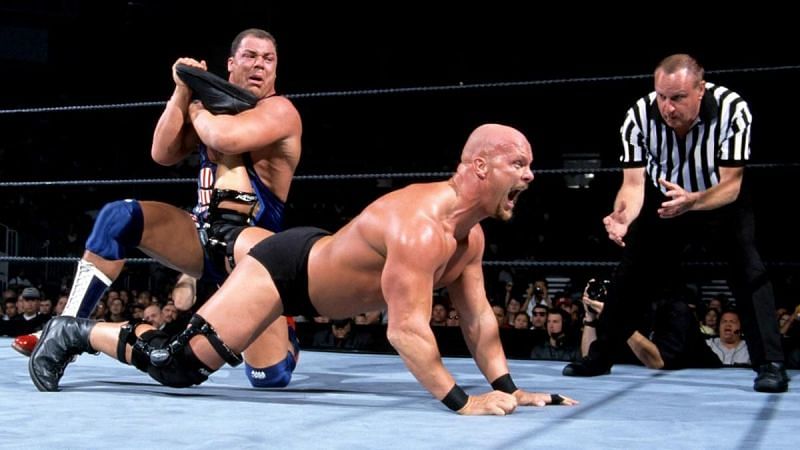 Kurt Angle with the Ankle Lock on Stone Cold