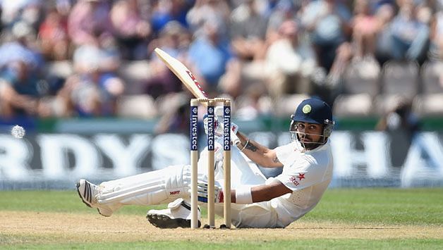 Kohli is falled by a delivery from Chris Woakes