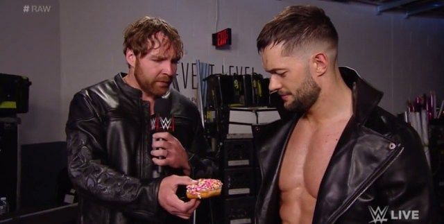 Dean Ambrose interviewing Balor in a backstage segment