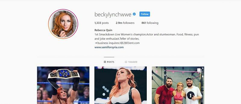 Becky Lynch has just under three million followers on Instagram
