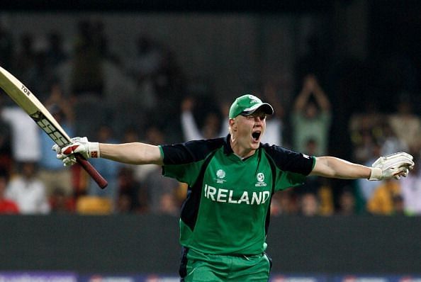 Kevin O&#039;Brien celebrated his century against England
