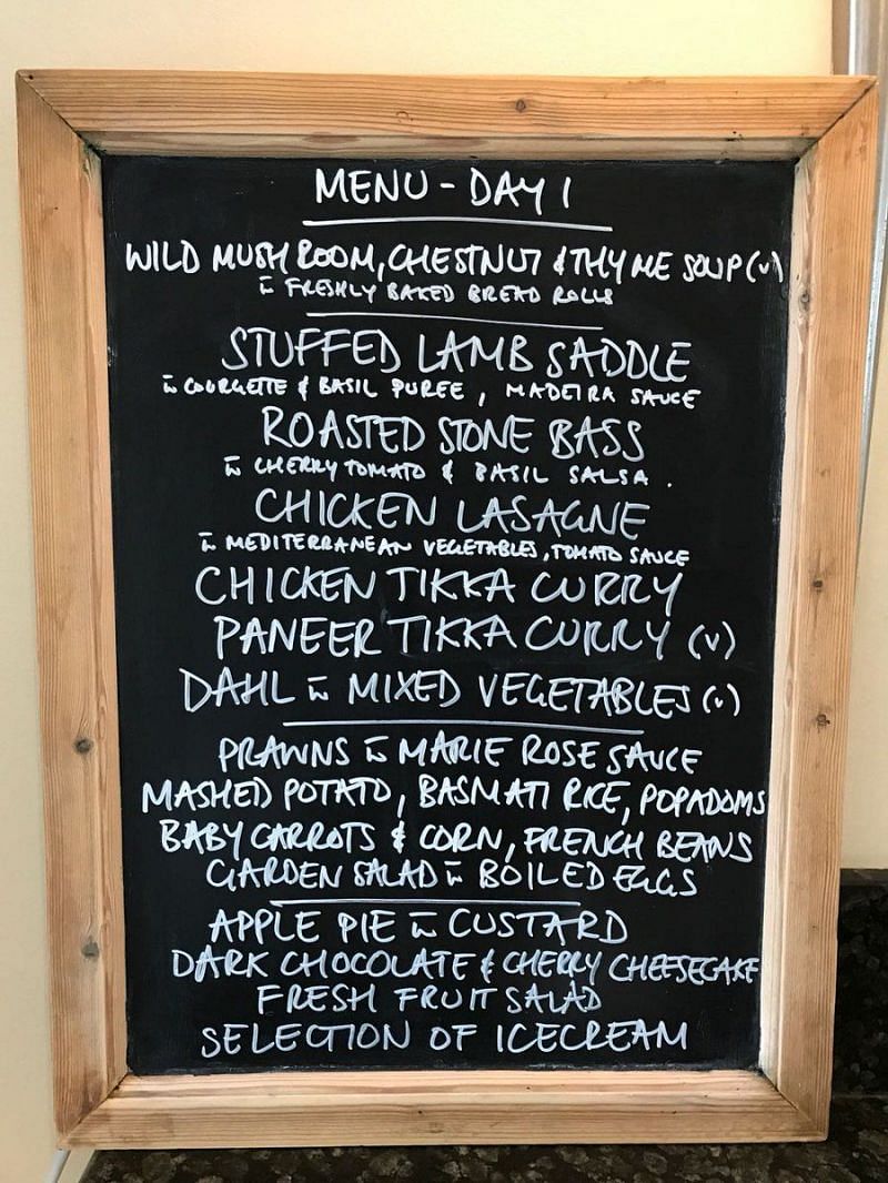 Lunch menu for Day 1 at Lord&acirc;€™s.(BCCI Twitter handle)