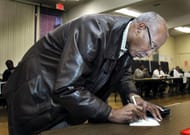 Detroit Mayor Dave Bing Votes In The City's Mayoral Election