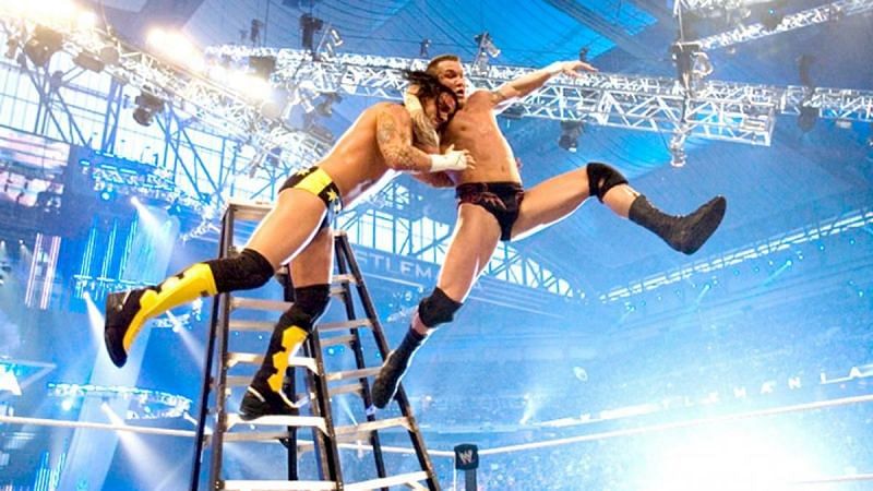 Orton hitting an RKO on Punk from the top 